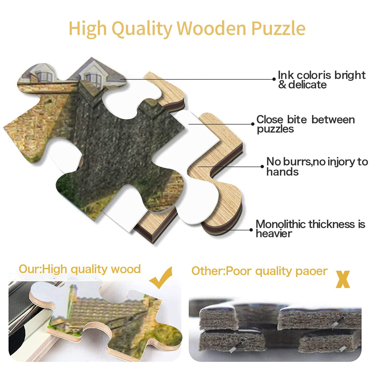 Jigsaw Puzzle 1000 Piece Edinburgh Castle Scotland Fountain Classic Puzzle DIY Kit Wooden Toy Unique Gift Home Decor Buhoet