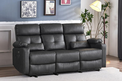 Consofa Power Reclining Sofa with Heat and Massage, Electtric Reclining Couch with Extended Footrest, Recliner Sofa 3 Seater with USB Ports, Cup Holders for Living Room, Home Seating