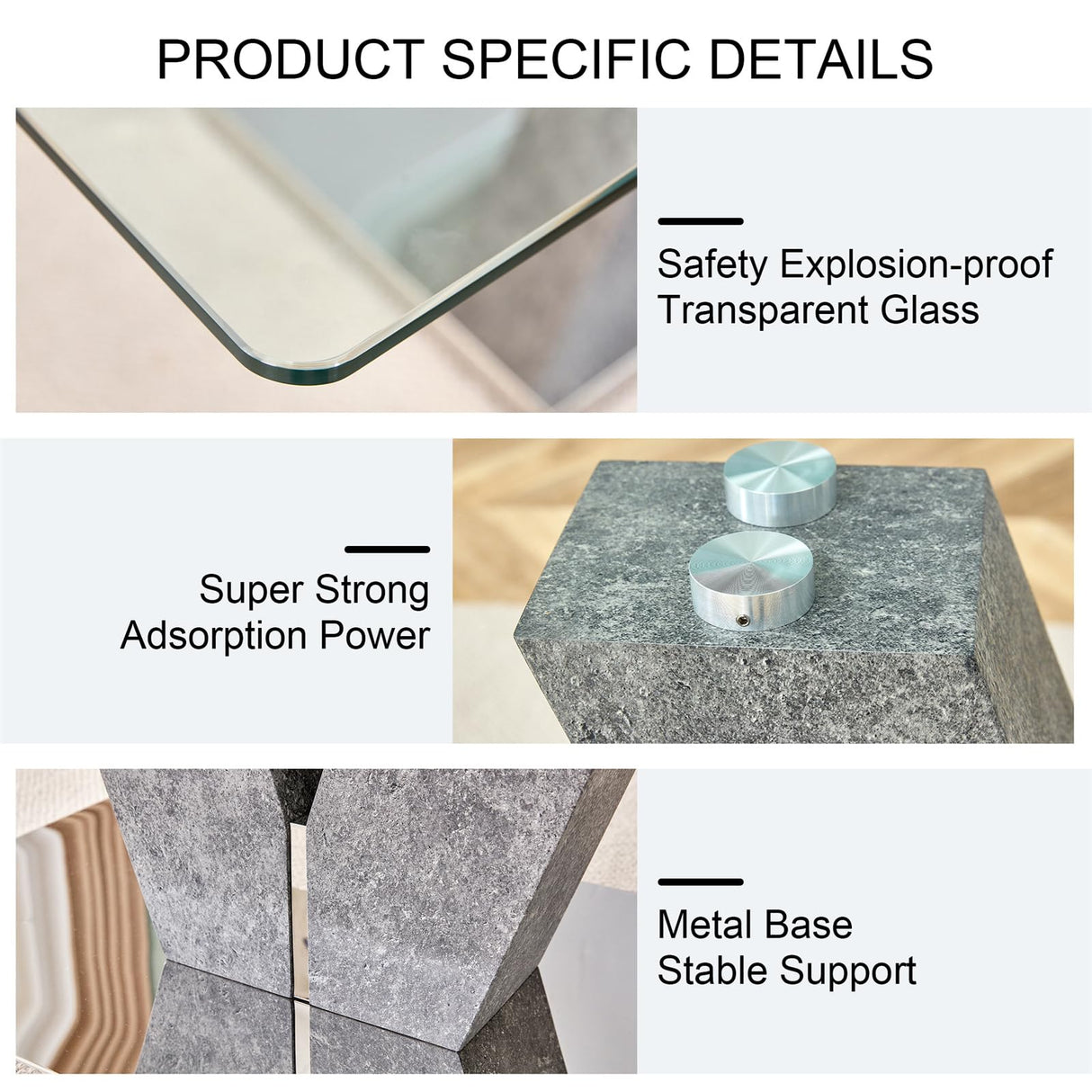 71" Glass Dining Table Set for 8, Kitchen Table and 8 PU Leather Chairs, Tempered Glass Top and MDF Base, 9-Piece Table Set Ideal for Living Room BAOPIN