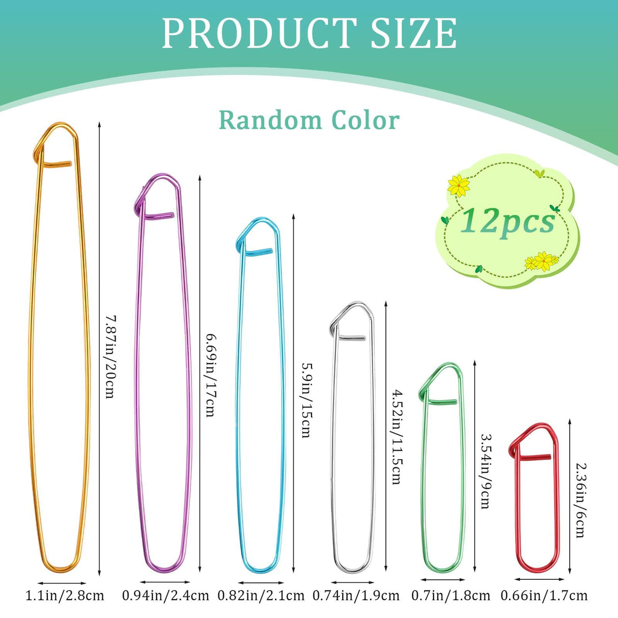 12 PCS Knitting Stitch Holder 6 Size Aluminum Yarn Stitch Holders Stitch Markers for Crocheting Practical Knitting Crochet Tools for Knitting Notions or Crochet Sliverdew