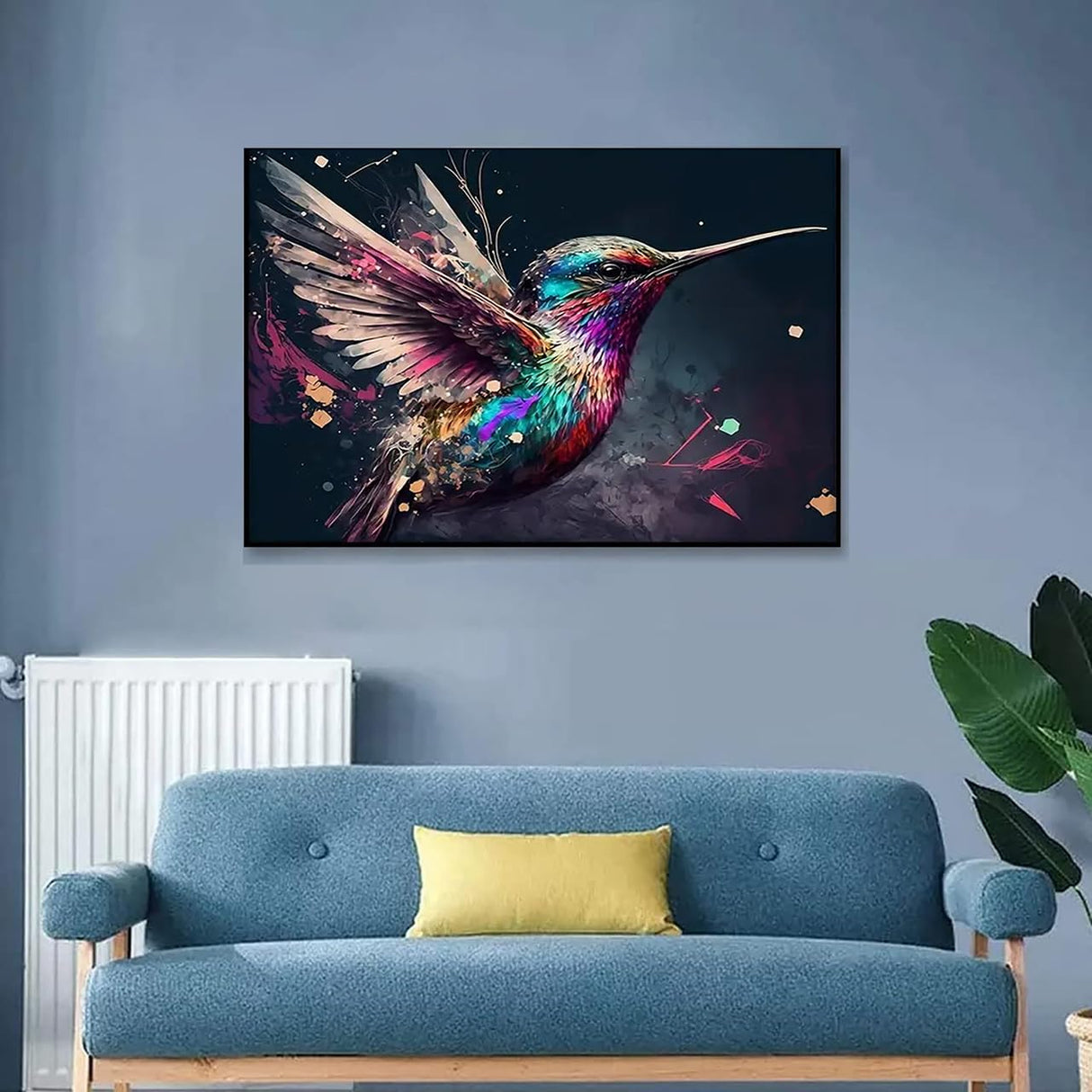 MaiMMaledy Paint by Numbers Kit for Adults Beginners Canvas Pictures with Framed Drawing Painting Acrylic Pigment with Wooden Triangle Easel Hummingbird 8Wx12L inch MaiMMaledy