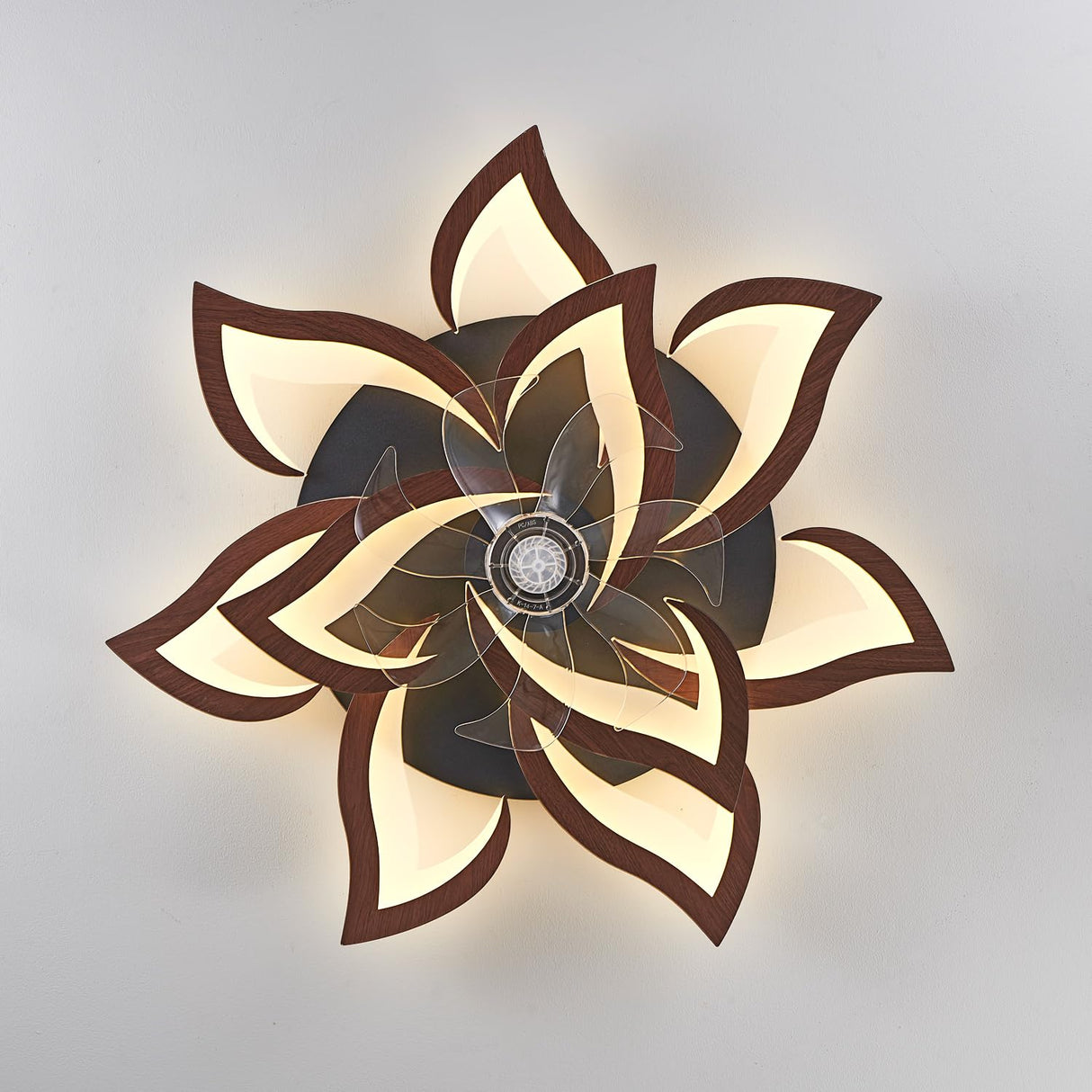 Dalouguan Modern Ceiling Fan with Lights Remote Control, 32" Wood Ceiling Fan with Light, 6 Speeds 3 Light Color Low Profile Flush Mount Ceiling Fan for Kitchen Bedroom Dalouguan