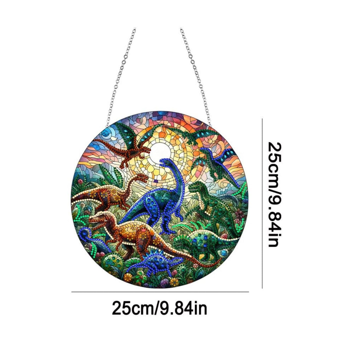 Generic DIY Hanging Diamond Pendant Special Shaped Crystal Diamond Art Painting Ornament Double-Sided Pattern Single Sided for Window Home Garden Wall Door Decor-Dinosaur WoodArtSupply