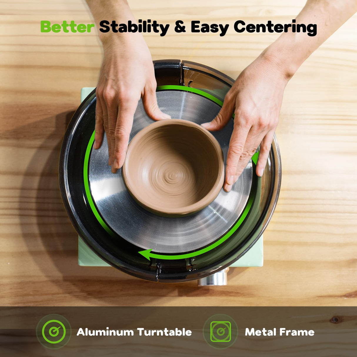 Alldeer Mini Pottery Wheel Kit - 6" Turntable Two-Way Rotation Clay Wheel, Metal Frame, Removable Splash Tray Ceramic Making Kit with 18PCS Sculpting Tools, Pottery DIY Machine for Kids and Beginners Alldeer