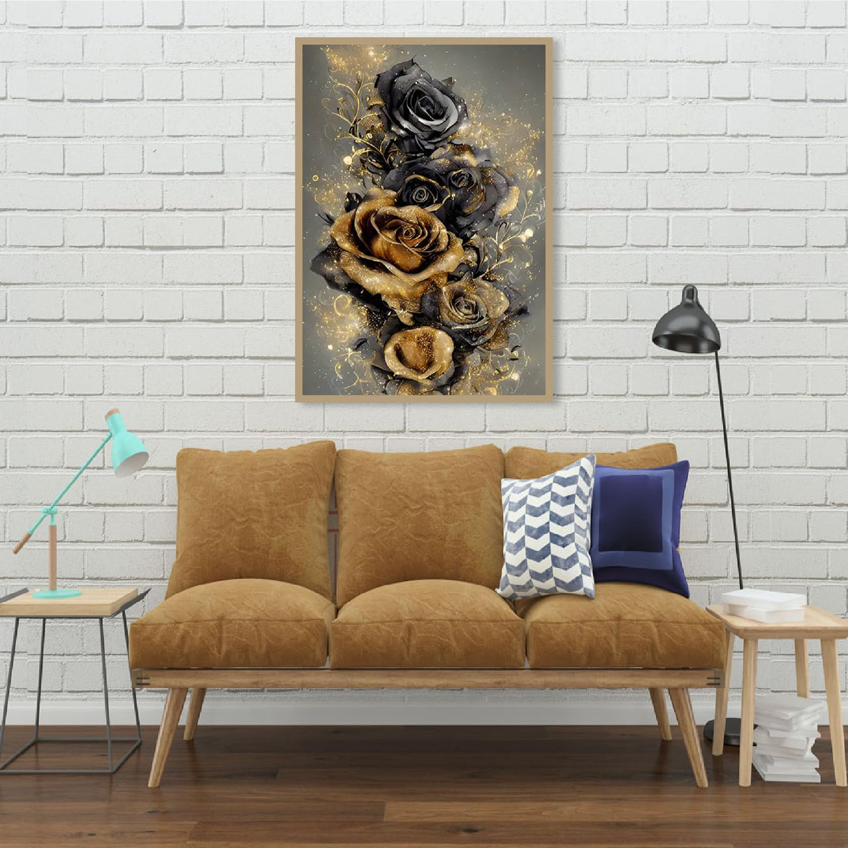 BOHADIY Rose Diamond Painting Kits for Adults, Golden Rose Diamond Art Kits for Adults,Rose Gem Art Kits for Adults for Home Wall Decor 16x12inch Floral BOHADIY