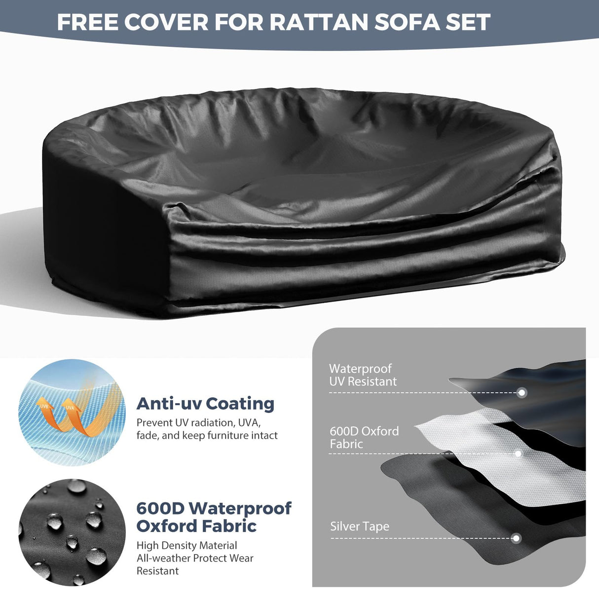 WACASA 11 PCS Curved Rattan Patio Furniture Set – Outdoor Sectional Sofa with Waterproof Cushions, Coffee Table, Side Tables & Pillows, Natural Wicker Conversation Set for Garden, Backyard, Deck WACASA