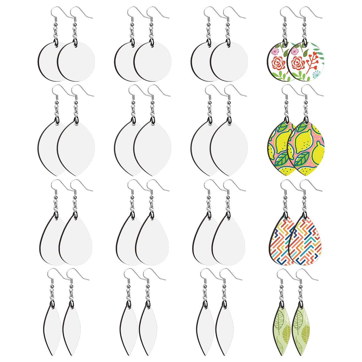 Catcan 32 Pieces Sublimation Earring Blanks, Heat Transfer Sublimation Ornament Blanks with Earring Hooks and Jump Rings for Women Jewelry DIY Making Sublimation Accessories Catcan