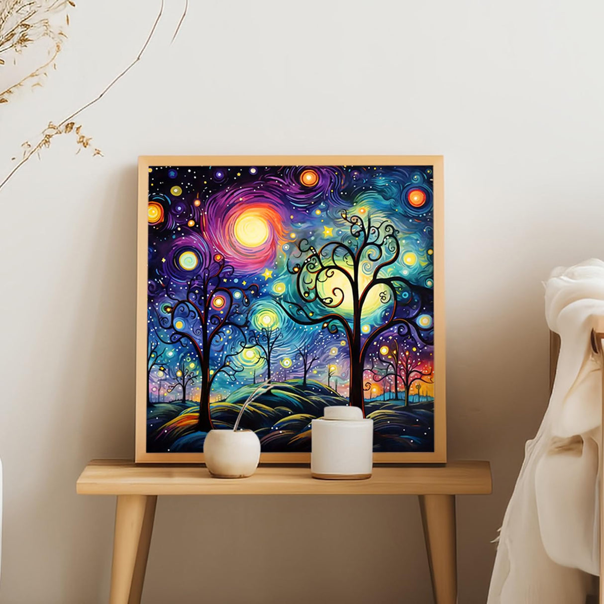 FHBUBPUP Starry Sky Diamond Painting Kits for Adults, Starry Night Scenery Diamond Art Kits for Beginners, 5D DIY Full Drill Round Gem Art, Paint with Diamond Beads Craft Home Wall Decor 12x12 inch FHBUBPUP