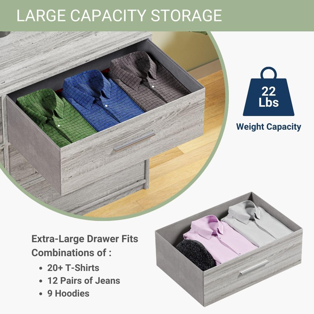 Modern 6-Drawer Dresser with Spacious Storage,Sturdy Wood Frame, and Large Capacity Drawers, Dressers for Bedroom, Home Organization Storage for Living Room or Hallway, Grey Techni Home