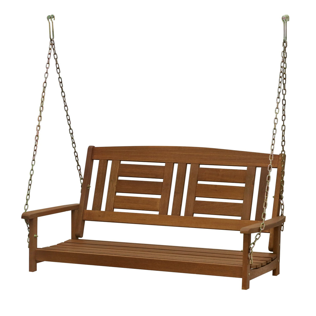 Furinno Tioman Hardwood Patio / Garden / Outdoor 4ft Porch Swing, 2 Seater with Hanging Chains, Natural Furinno