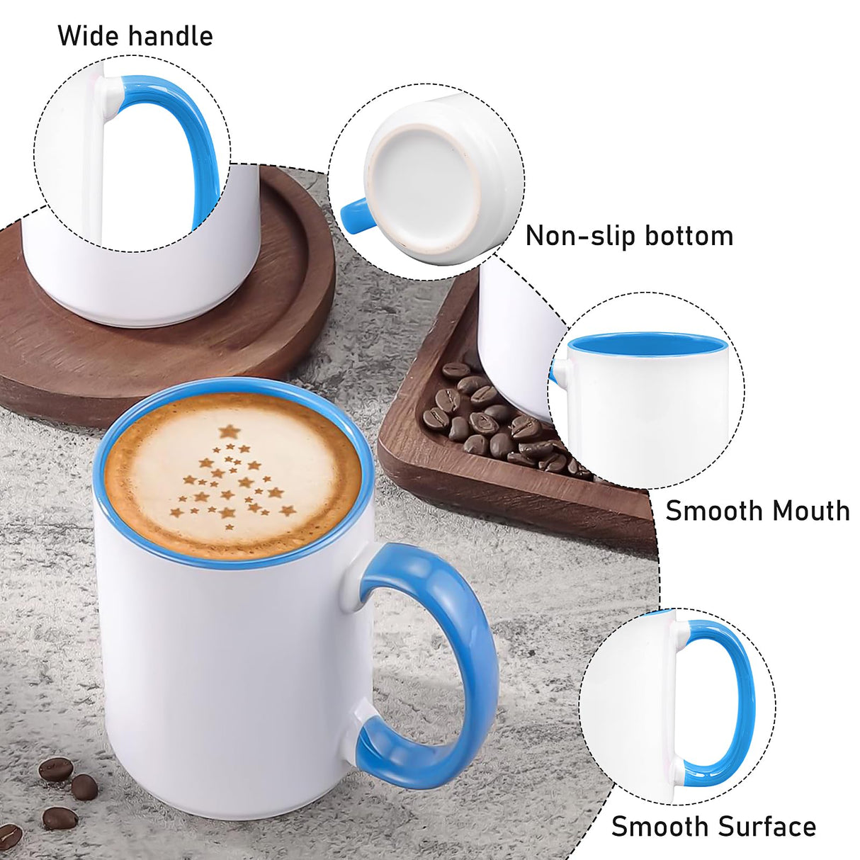 KisSealed 8 Pack Sublimation Mugs Blank,15oz Sublimacion Coffee Mugs Ceramic Cups with Box,Tazas Para Sublimacion,Bulk Mugs for Milk Tea Latte Hot Cocoa,8 Colors KisSealed