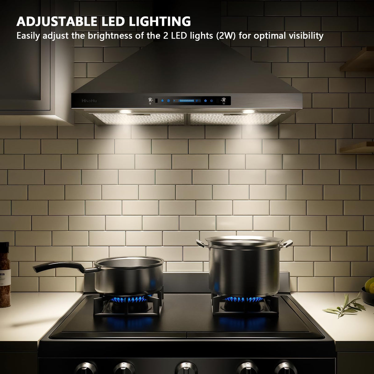 HisoHu Wall Mount Range Hood 30 Inch,Ductless/Ducted Convertible, 780 CFM Kitchen Vent Hood, Stainless Steel Mesh Filters,4 Speed Gesture Sensing&Touch Control Panel, Stainless Steel Kitchen Vent HisoHu