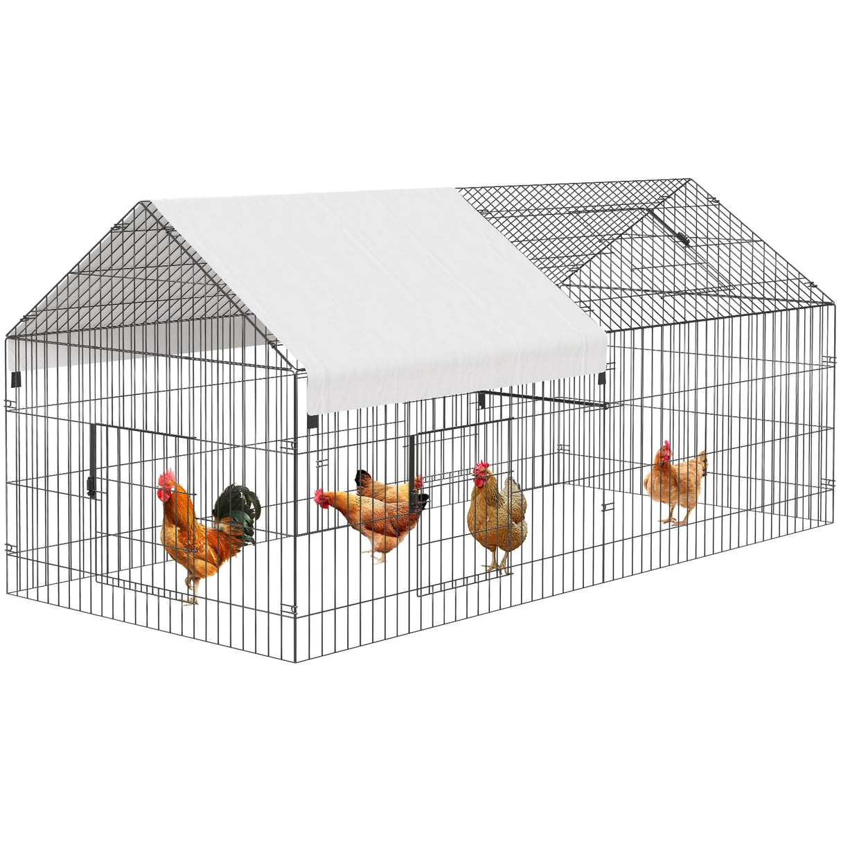 NUGRIART Metal Chicken Coop 86"×40"×40" Chicken Run with Waterproof Cover Portable Poultry Cage Walk in Hen House Outdoor Backyard Farm Animal Enclosure Crate Pet Playpen Exercise Pen for Rabbit Duck NUGRIART