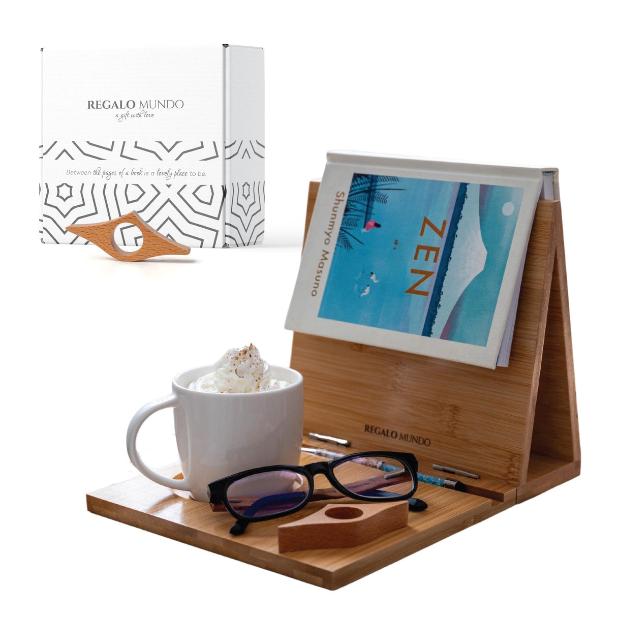 Bamboo Triangle Book Holder Stand – Perfect for Your Reading Nook – Ideal Gifts for Readers and Bookworms Regalo Mundo