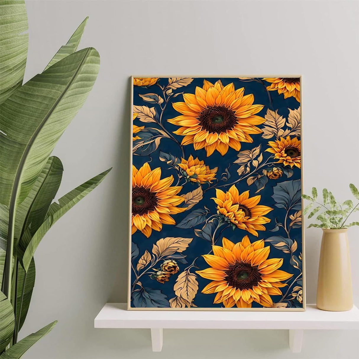 hyzsj Paint by Numbers Kit for Adults with Frame,Sunflowers Paint by Numbers for Adults, Paint by Number with Easel, DIY Paint by Number Kits for Home Wall Decor(11.8x15.7inch hyzsj