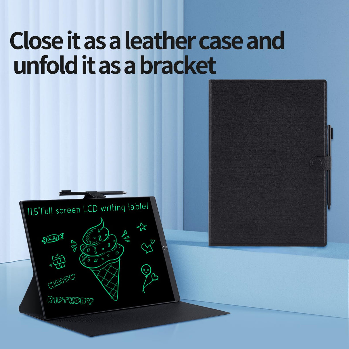 Full Screen Erasable LCD Board Writing Tablet for Drafting, Taking Notes and Leaving Message, 11.5 inches, Superfine Line Design Drawing Pad with a Pencil,Packed with a Leather Case Protective K KYSTAR