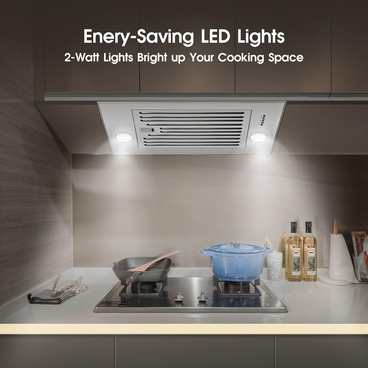 Zomagas Range Hood Insert 24 inch, Built in Kitchen Hood 600CFM, Ducted/Ductless Convertible Stove Hood with Stainless Steel Baffle Filter, Vent Hood Insert w/ 3 Speed Fan, 2PCS Replaceable LED Lights Zomagas