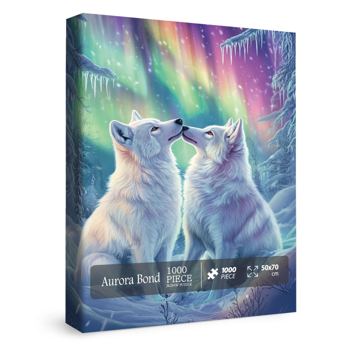 Aurora Wolf Puzzles for Adults 1000 Pieces, Colorful Animal Art Landscape Jigsaw Puzzles, Beautiful Winter Scenic Wildlife Scenery Puzzle IdeaBazar