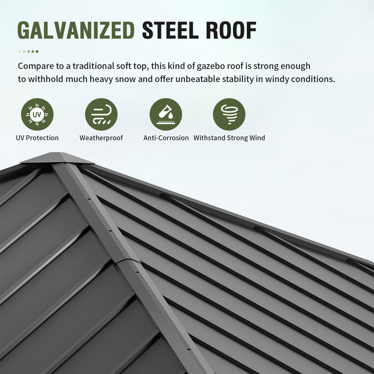 UDPATIO 10' x 10' Hardtop Gazebo, Metal Gazebo with Galvanized Steel Roof, Outdoor Permanent Pavilion with Netting for Patio, Backyard, Deck and Lawns UDPATIO