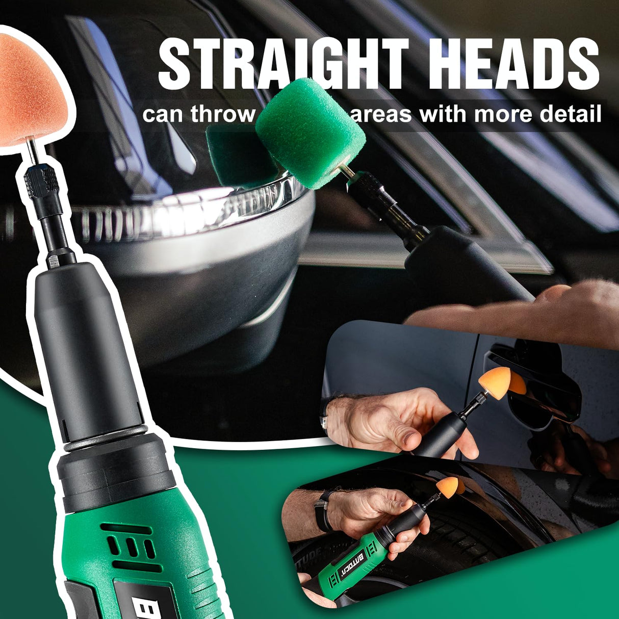 BATOCA S6 Mini Polisher Cordless Polisher for Car Detailing, 2x2.0Ah Batteries, 0mm Rotary Buffer, 3mm and 12mm Dual Action Polisher 1-3 Inch, 2 Different Speeds Heads Systems, 4.2k-21k or 1-5k RPM BATOCA