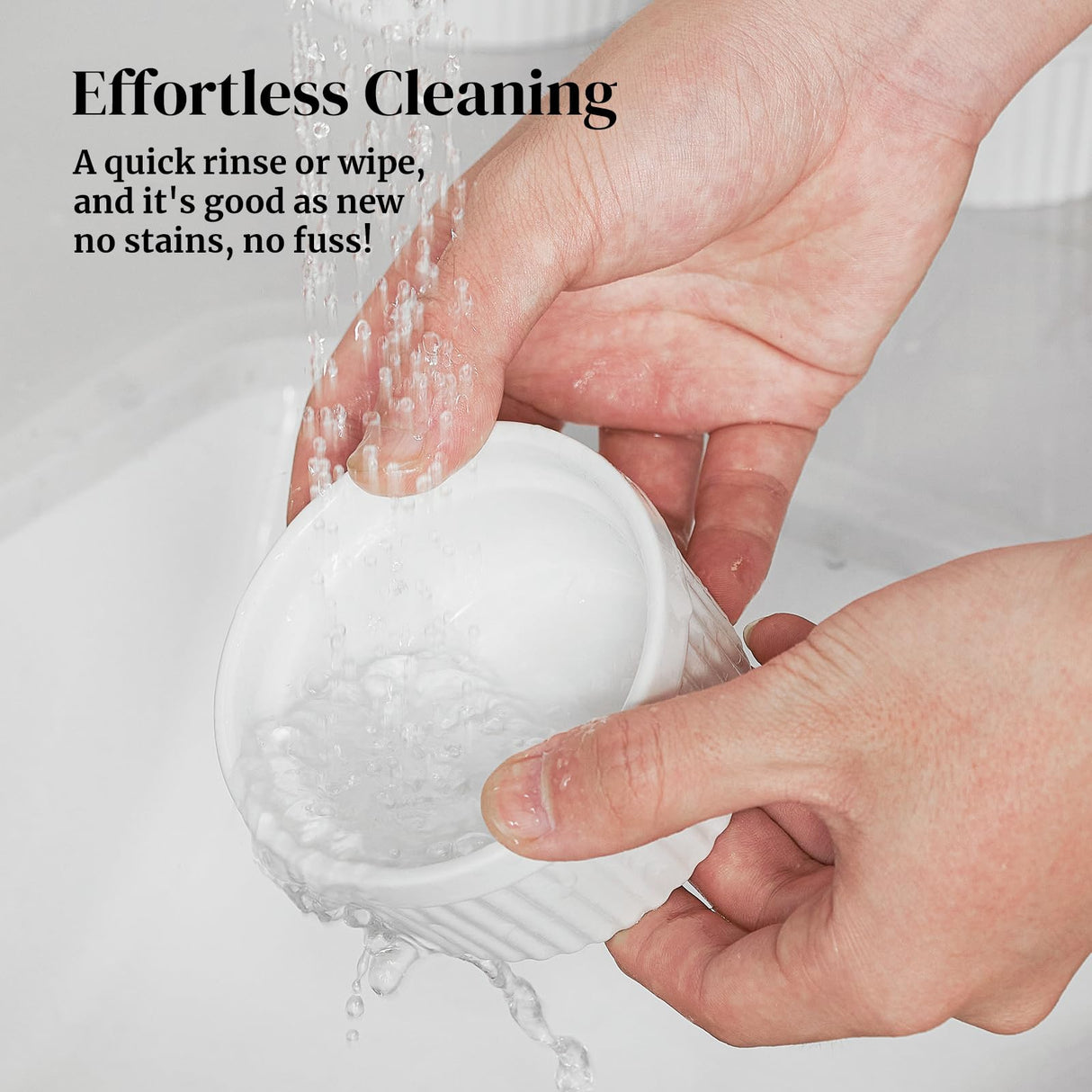 DOWAN Ramekins 8 oz Oven Safe with Lids, Creme Brulee Ramekins Bowls, Porcelain Ramiken Souffle Dishes, Custard Cups for Baking, Small Bowls for Pudding Dip Sauces Charcuterie Dessert, White, Set of 6 DOWAN