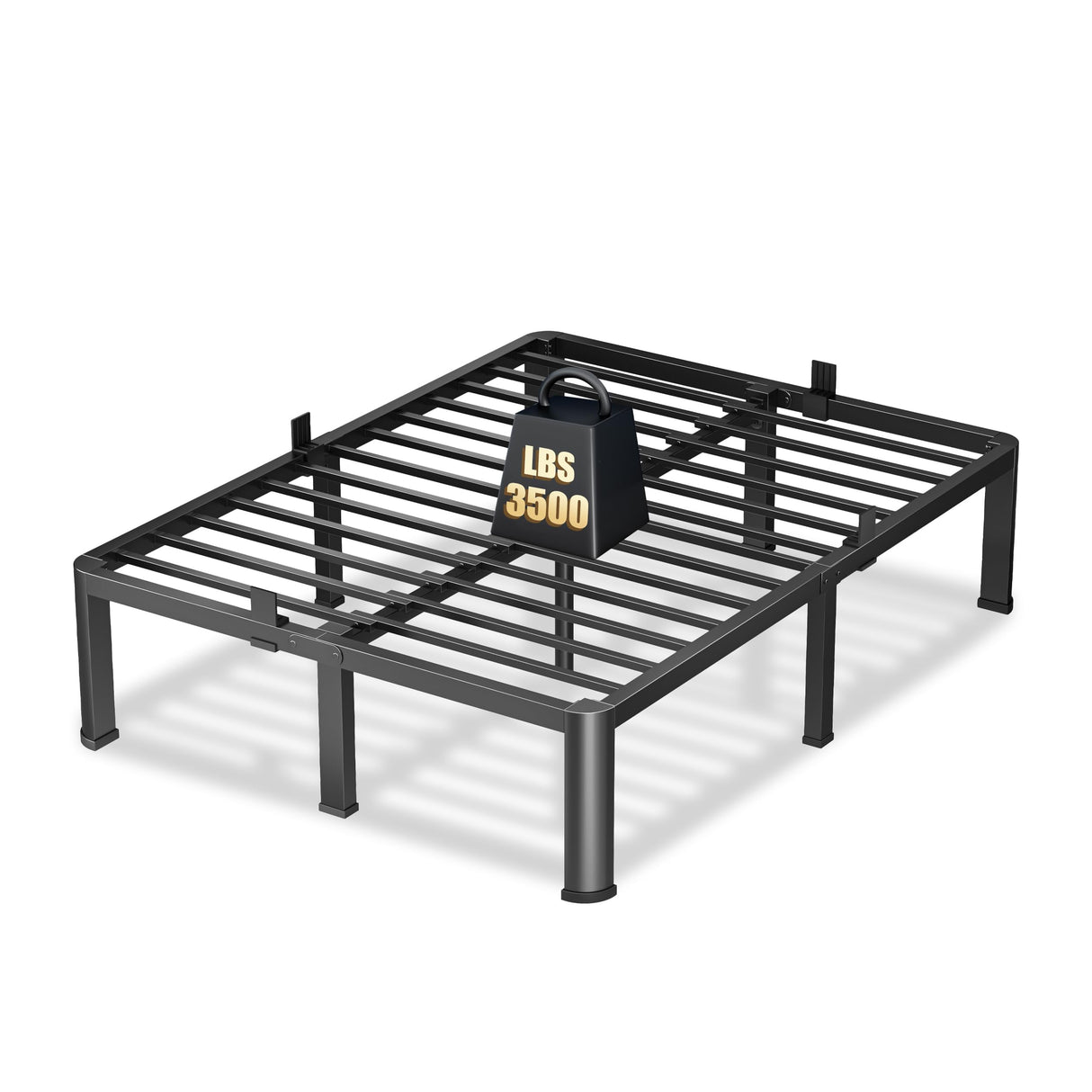 VIPSHOW 14 Inch King Heavy Duty 3500 lbs Bed Frame with Round-Corner Legs & Anti-Squeak Design – Quick Assembly Metal Platform, No Box Spring Needed VIPSHOW