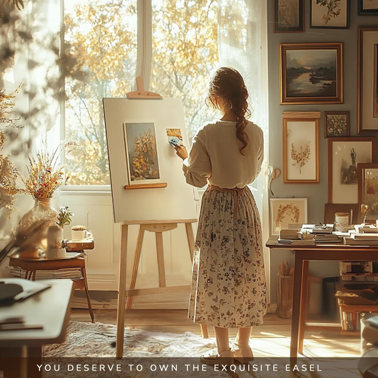 Stuelloaf Adjustable Natural Pine Wooden Painting Basic Easel, Pine Art Easel Stand Hold up to 43'', Painting Canvas for Wedding Sign and Poster, Drawing for Adults, Begginners and Students-New Type Stuelloaf