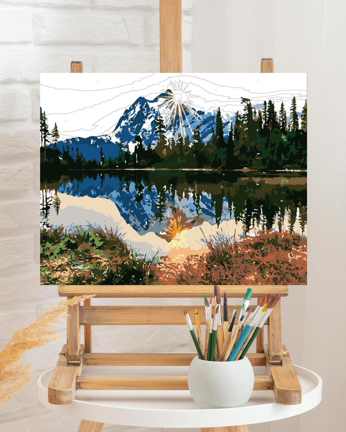 TOCARE Mountains Paint by Numbers Kit for Adults Nature,Adult Paint by Number Mountain Lake,Acrylic Adults' Paint-by-Number Kits Canvas 16x20Inch TOCARE