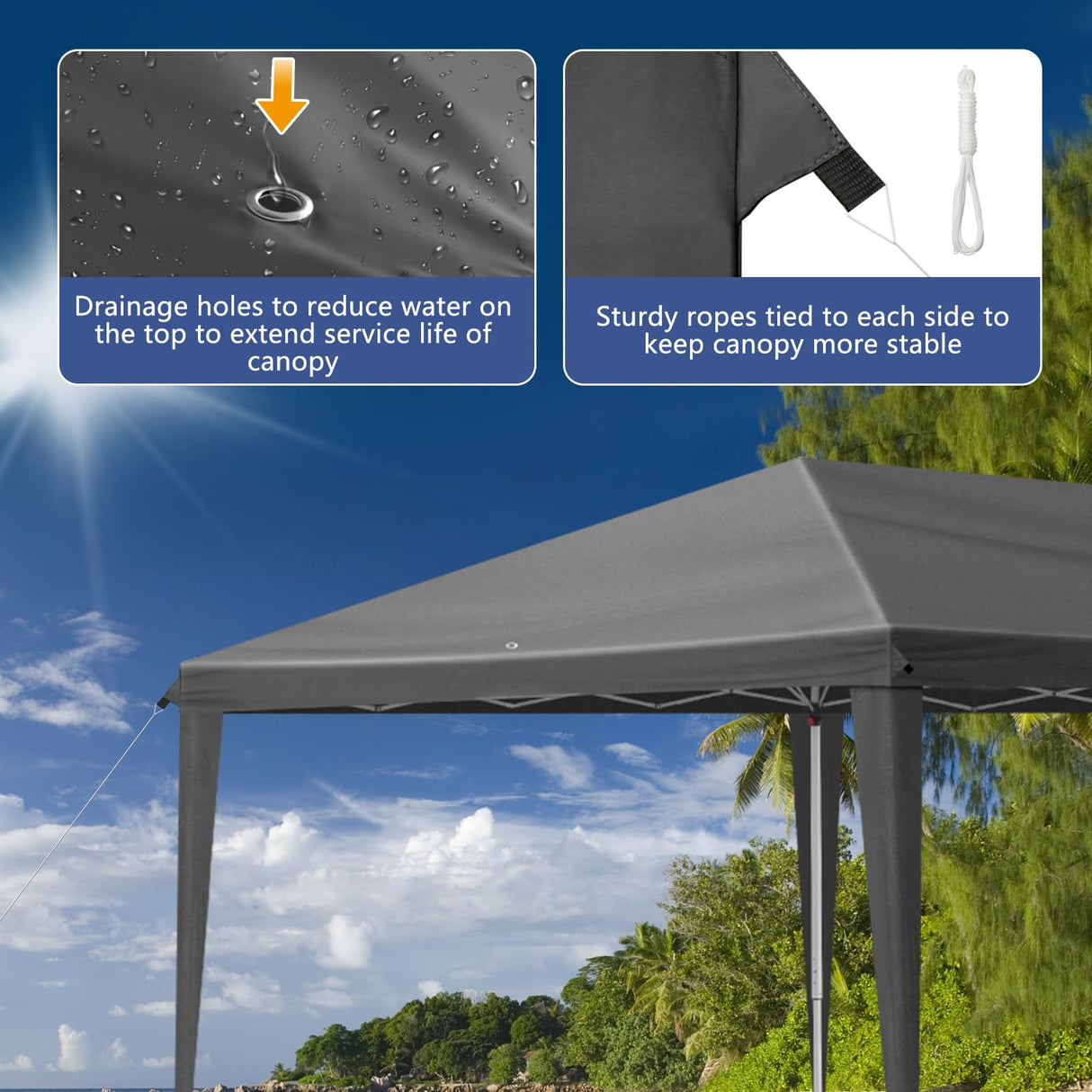 10x30 Pop Up Outdoor Canopy Tent,10x30ft Waterproof Party Tent Ez Up Canopy Tents for Parties Wedding Outdoor Commercial Event Gazebo Portable Instant Tent for Backyard Camping Carport, Dark gray Xeuemtey