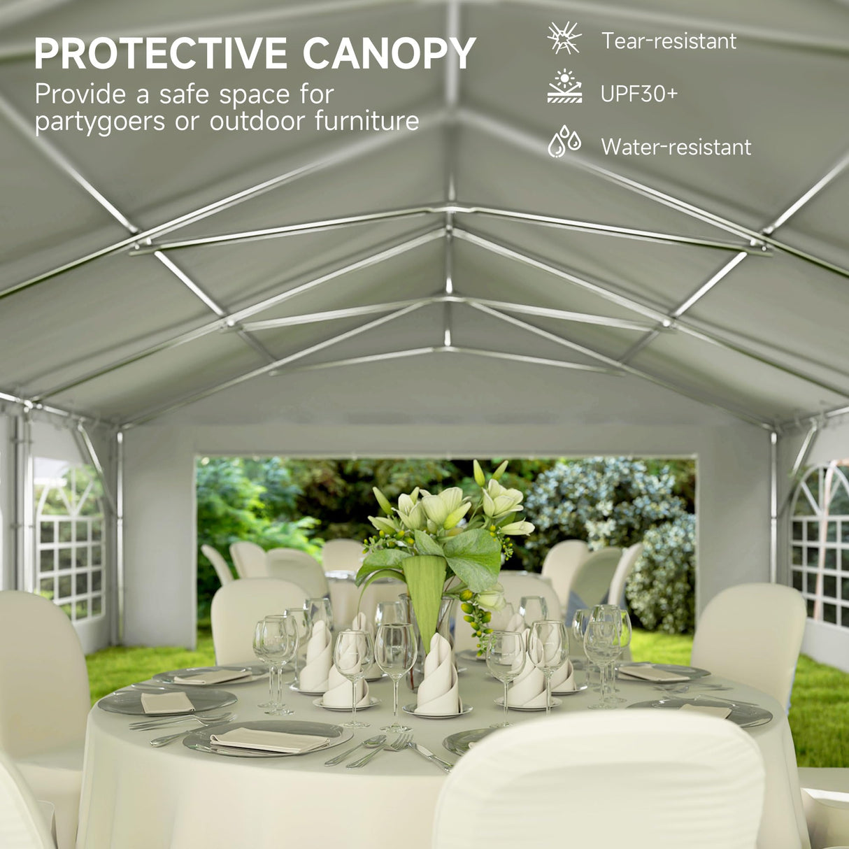 Outsunny 20' x 40' Heavy Duty Party Tent, Galvanized Outdoor Canopy Tent Large Event Shelter with Removable Sidewalls, 12 Windows and 2 Doors, Tents for Parties, Wedding, Events, BBQ Grill, White Outsunny