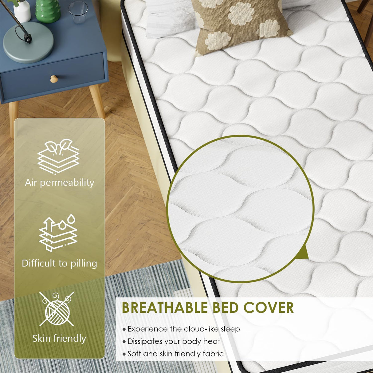 PayLessHere 8 Inch Mattress Medium Firm Spring Mattress Cool Sleep Pressure Relief Fiberglass Free Twin Size Mattress in a Box CertiPUR-US Certified Breathable Foams Mattress PayLessHere