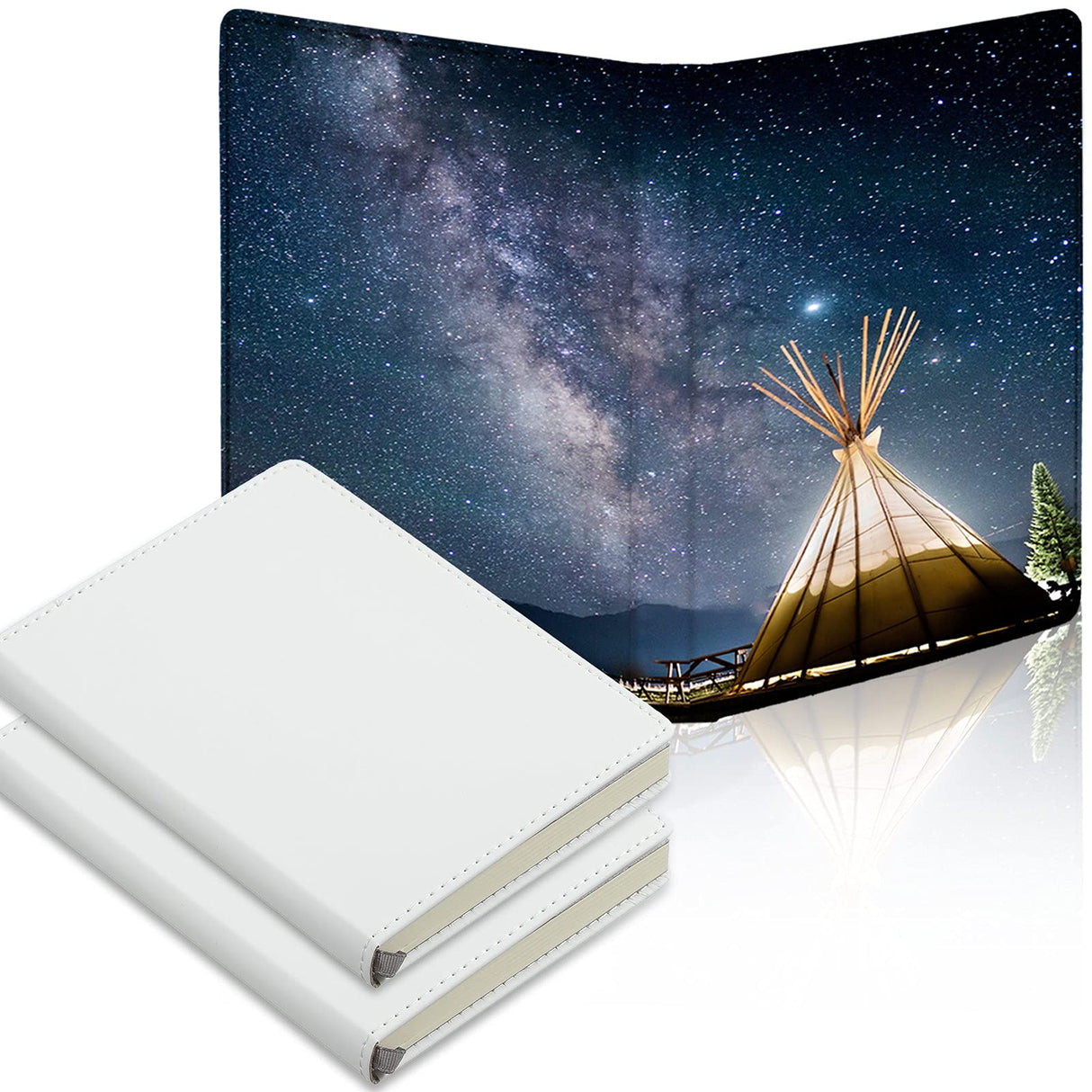 Zonon 2 Pcs Sublimation Journal Blank Notebooks A6 190 Pages Thick Faux Leather Notebooks Sublimation Notebooks Leather Sublimation Journal Notebooks for School Office Supplies, White Zonon
