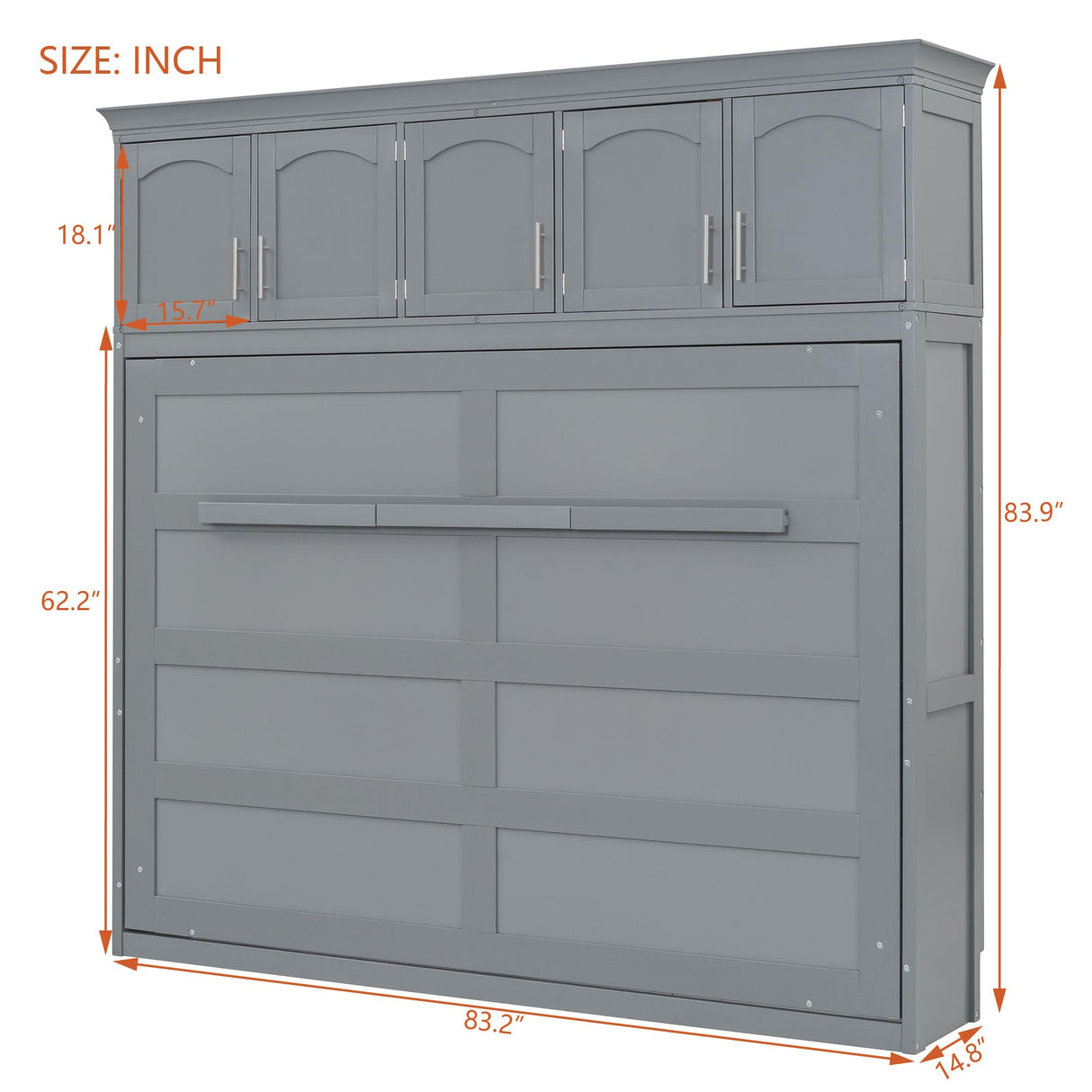 Harper & Bright Designs Full Size Murphy Bed Wall Bed with Storage Cabinets, Space-Saving for Multipurpose Guest Room Bedroom or Home Office, Gray Harper & Bright Designs