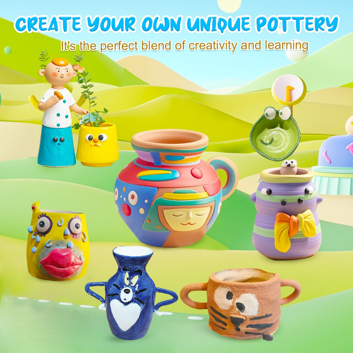 MOMJOY Pottery Wheel Toys for Ages 8-13, Pottery Wheel for Kids and Adults - Arts and Crafts for Kids Ages 8-12,Pottery Wheel Kit for Beginners,Birthday Gift for Boys and Girls MOMJOY