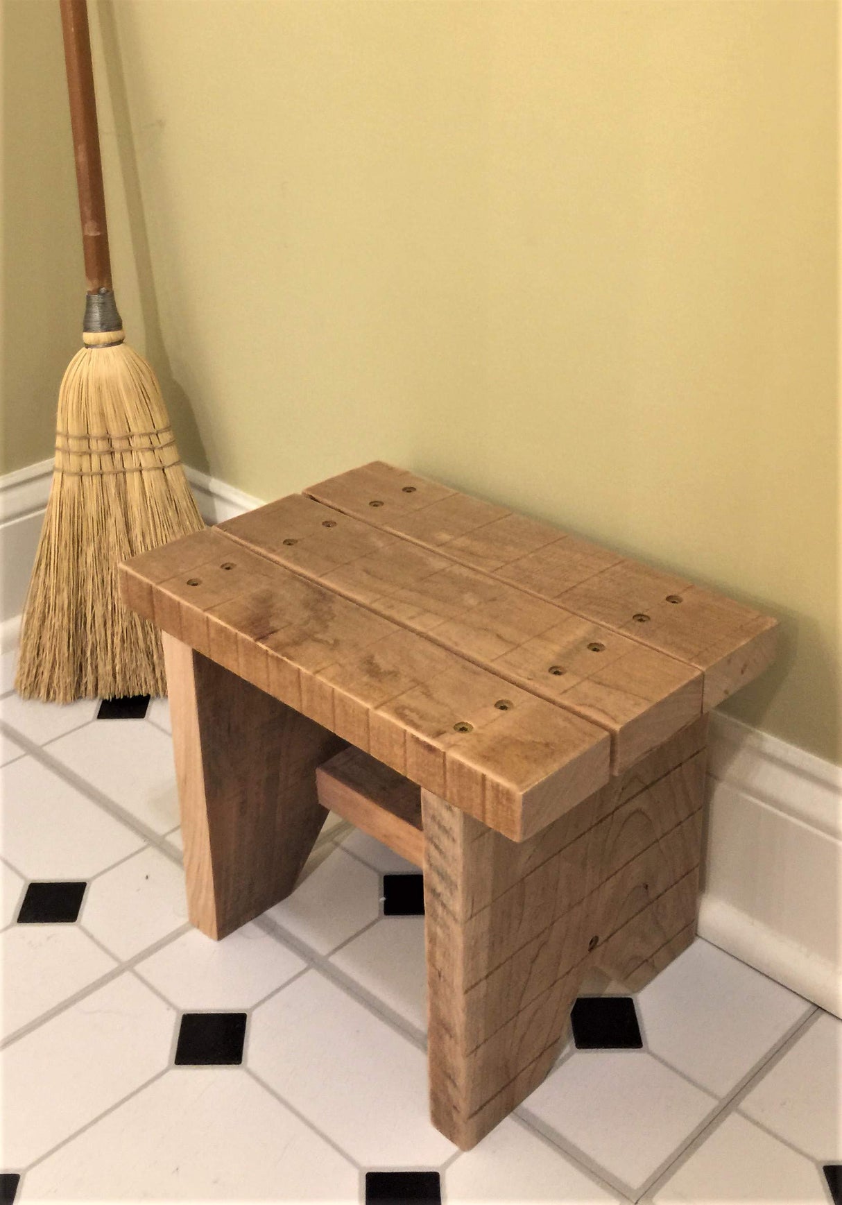 Classic Amish Reclaimed Wood Stool. Natural, Rustic, Solid. Versatile Home Decor Piece. Handmade in USA. Step/Sitting/Footstool/Plant Stand. 12 x 8.5 x 8 Authentic Amish
