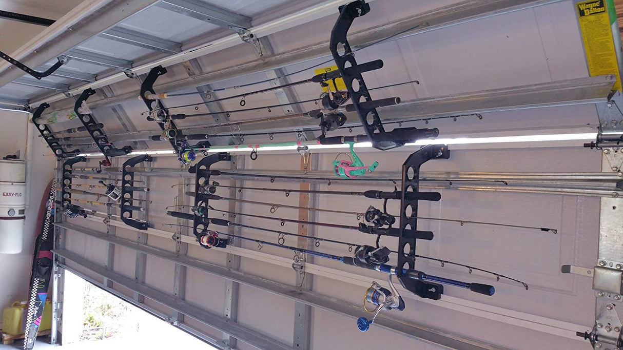 Cobra Storage Garage Door Storage Rack - 21" Black ABS Plastic Fishing Rod Holder - Ultimate Garage Organization for Fishing Gear and Equipment, Saltwater Fishing Gear Cobra Garage Door Storage Solutions