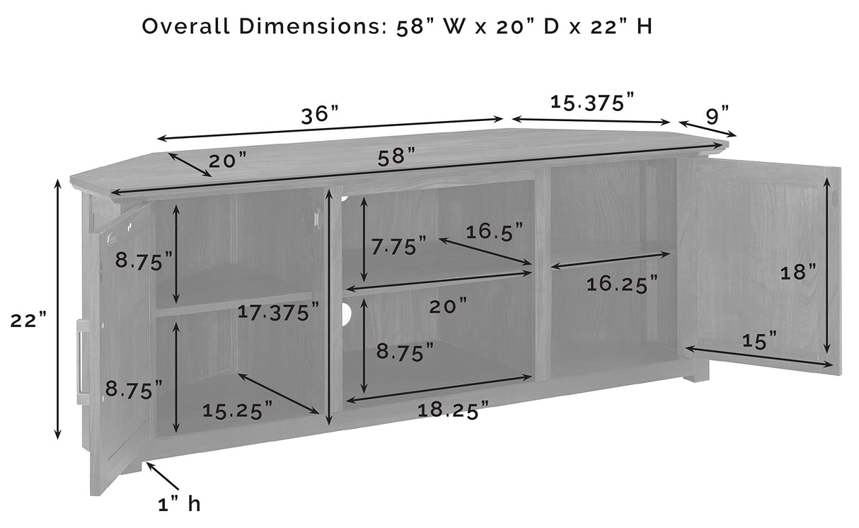 Crosley Furniture Camden Corner TV Stand for 65+ inch TVs, Entertainment Center with Storage Shelves, Black Crosley Furniture