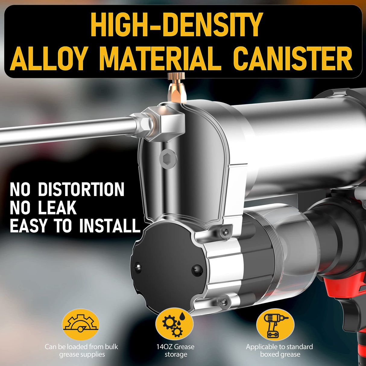 ATIVERE Electric Grease Gun Drill Adapter with 14 OZ Load, Locking Grease Gun Coupler, 12 Inch High Pressure Hose, Extension Rigid Pipe, Pneumatic Tool, Universal Conversion Gun Head ATIVERE