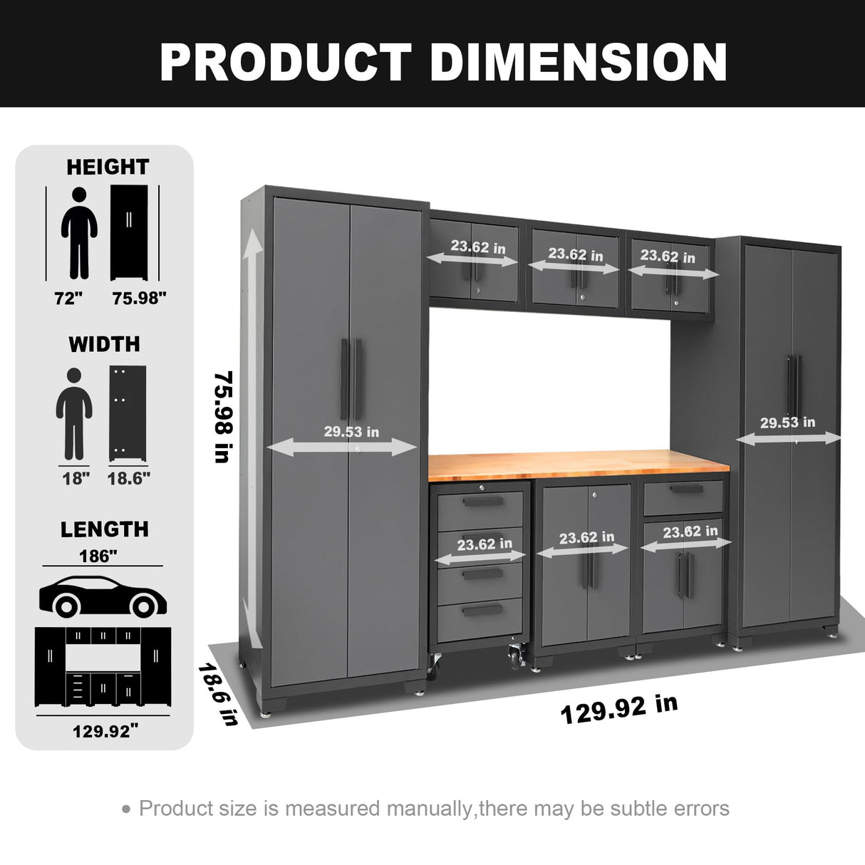Torin APK112B Garage Storage System: Heavy-Duty 9-Piece Cabinet Set with Worktop, Adjustable Shelves, and Secure Lockable Doors, Black/Grey Torin