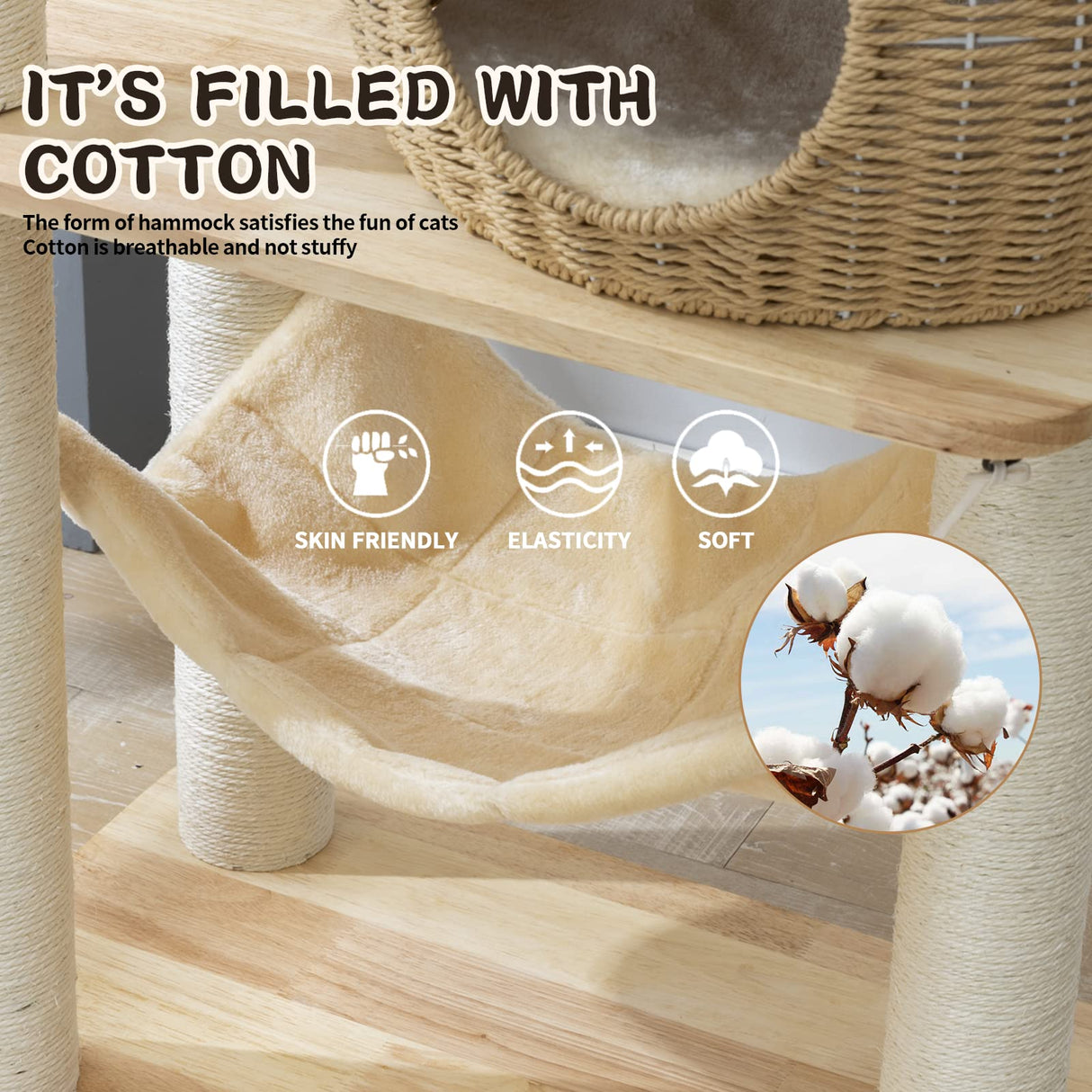 59" Big Modern Cat Tree Tower, Cat Tower Sisal-Covered Scratching Posts for Indoor Cats, Oak Wood Cat tree for Large Cats, Multi-level Cat Condo with Space Capsule Nest, Cat Furniture Activity Centre SHODMI