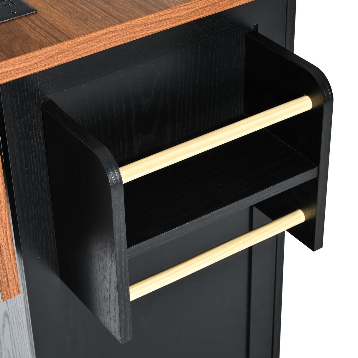 Merax 54.5" Upgraded Kitchen Cart Island on Wheels with Power Outlet,Drop Leaf and 3 Side Drawers,Farmhouse Wood Frame Storage Cabinet Merax