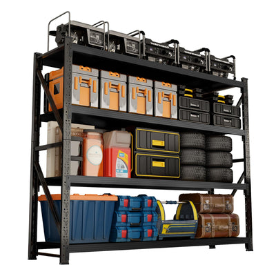 MDXEKE 5000lbs Garage Shelving Heavy Duty, 4-Tier Metal Adjustable Garage Shelves, Storage Shelves for Warehouse, Pantry, Basement, 59" W X 20" D X 79" H (Black, 59x20x79)