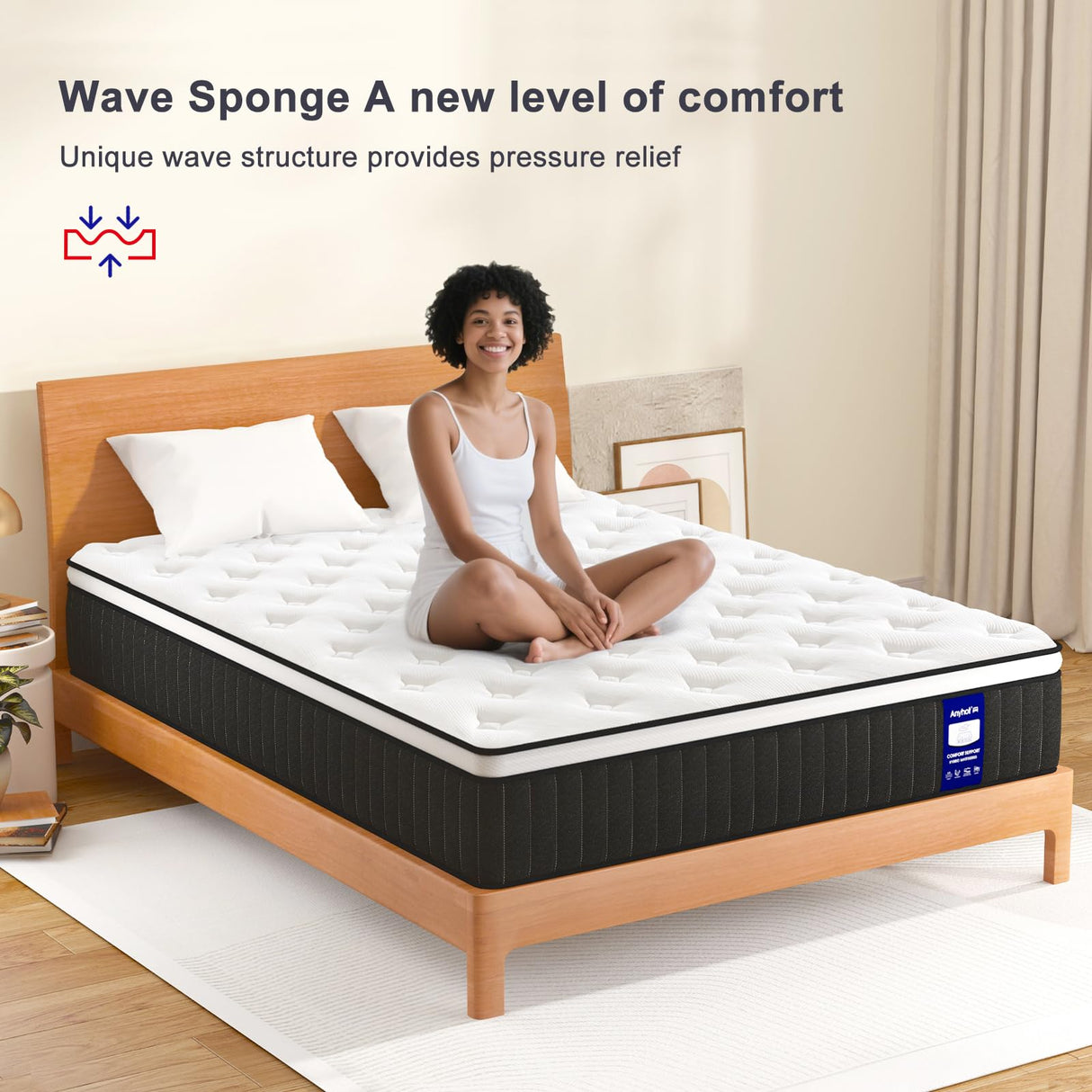 Anyhot,Twin Mattress,10 Inch Medium Firm Hybrid Bed Mattresses,Twin Mattress Size with High Density Foam and Independent Pocket Springs,Release Pressure,Cool and Breathable Anyhot