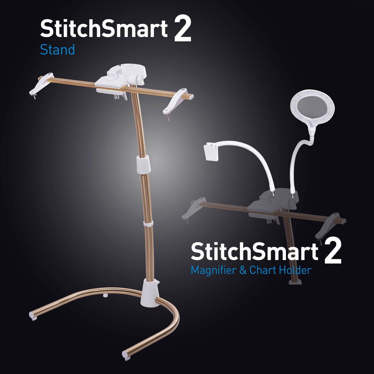 Daylight Company Stitchsmart Stand, Adjustable Embroidery Hoop Stand, Rotated Cross Stitch Stand, Hoop Holder, Hands Free Needlework Stand for Art Craft Sewing Projects,White daylight