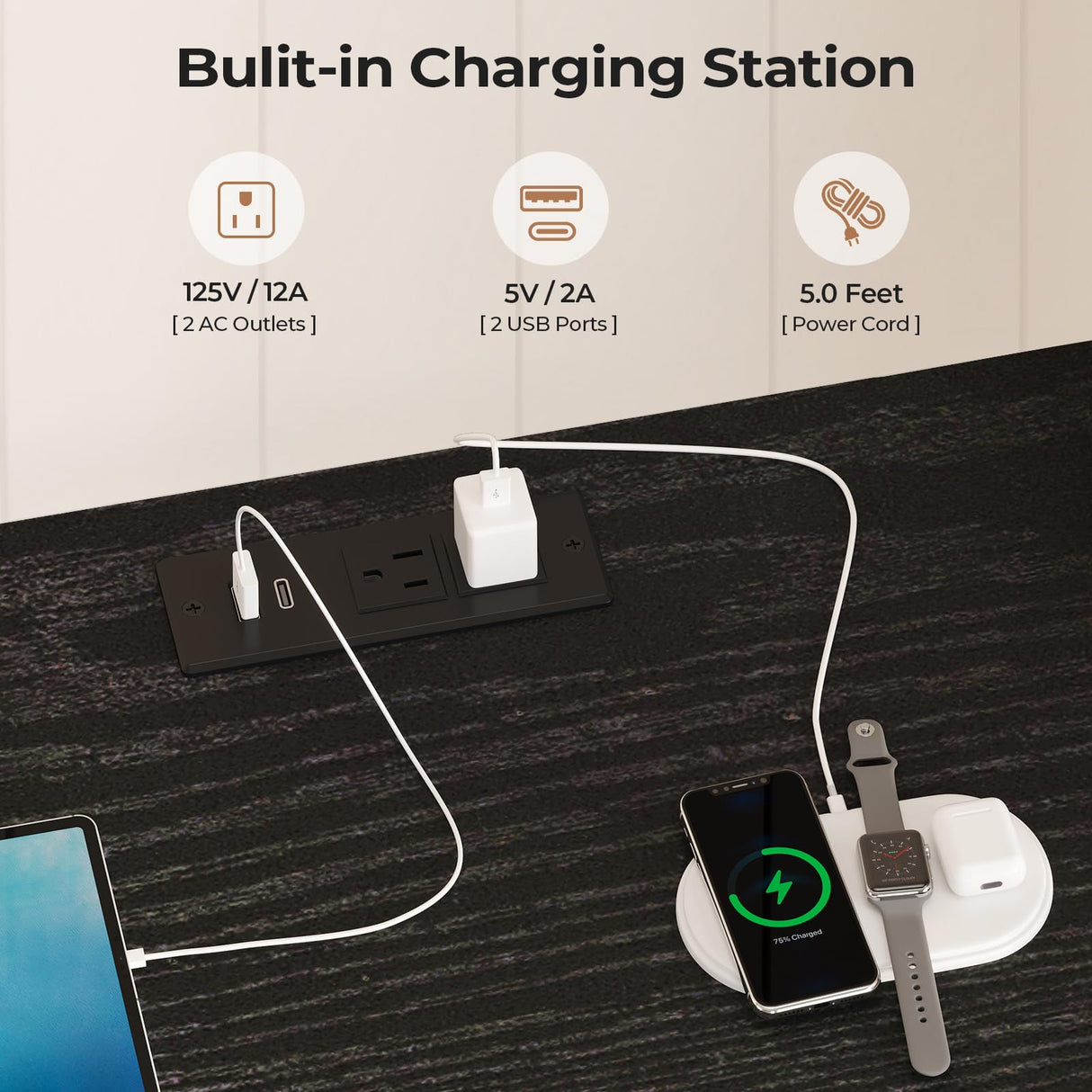 HAUOMS TV Stand & Dresser for 65 Inch TV, 63" W with LED Lights & Power Outlets, Black Long Dresser with 12 Fabric Drawers, Entertainment Center with Shelves, for Bedroom HAUOMS