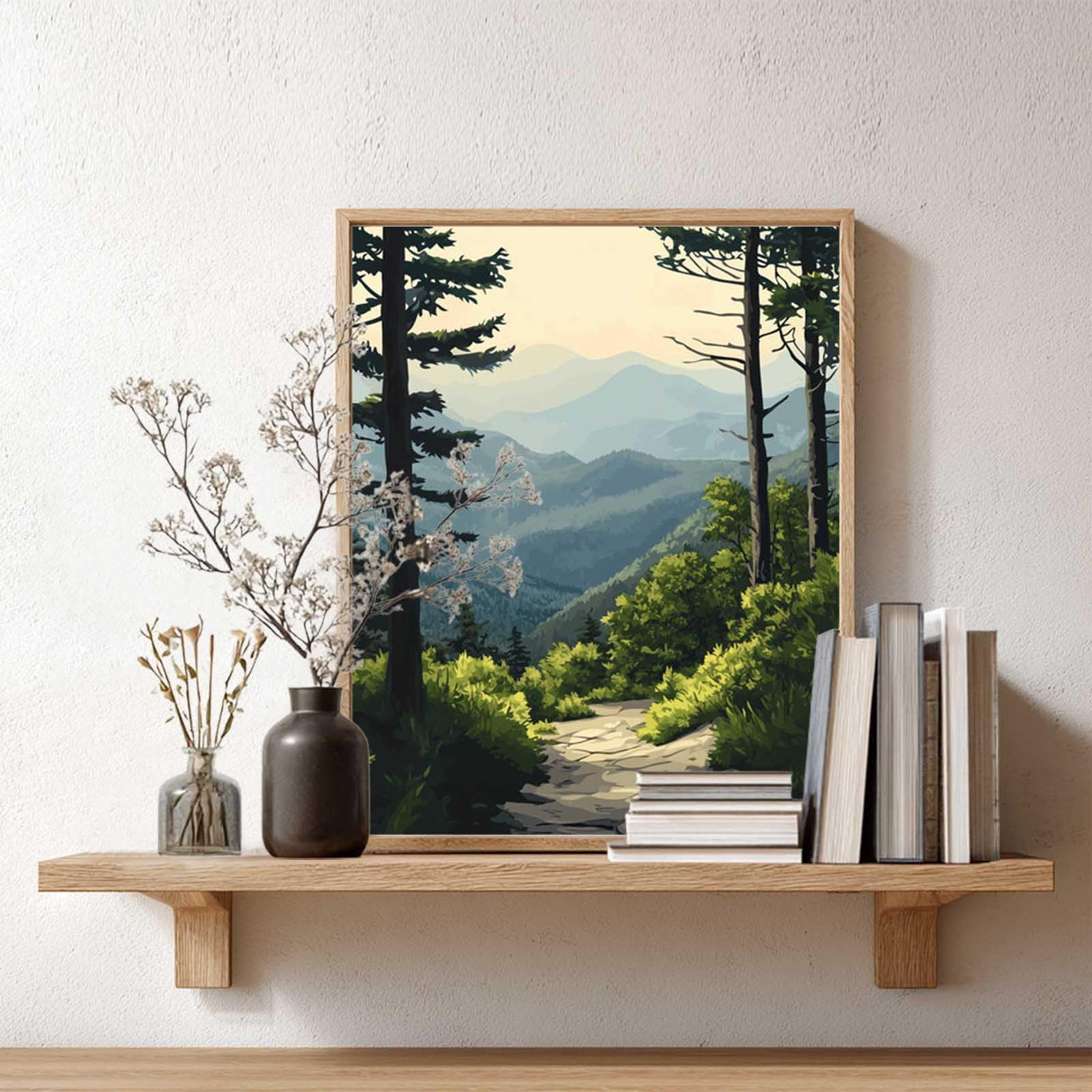 Great Smoky Mountains Paint by Numbers, Easy Canvas Paint by Numbers for Adults, Great Smoky Mountains National Park Paint by Number Kits, Gift Home Wall Decor - Mount Tree Landscape(16x20inch) Artbrush Tower