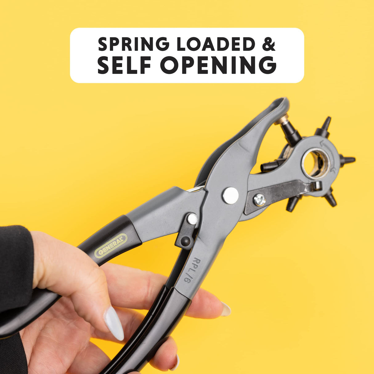 General Tools Leather Hole Punch Tool - 6 Multi-Hole Sizes for Leather, Rubber, & Plastic - Hobbies & Crafts 8.5 inches General Tools