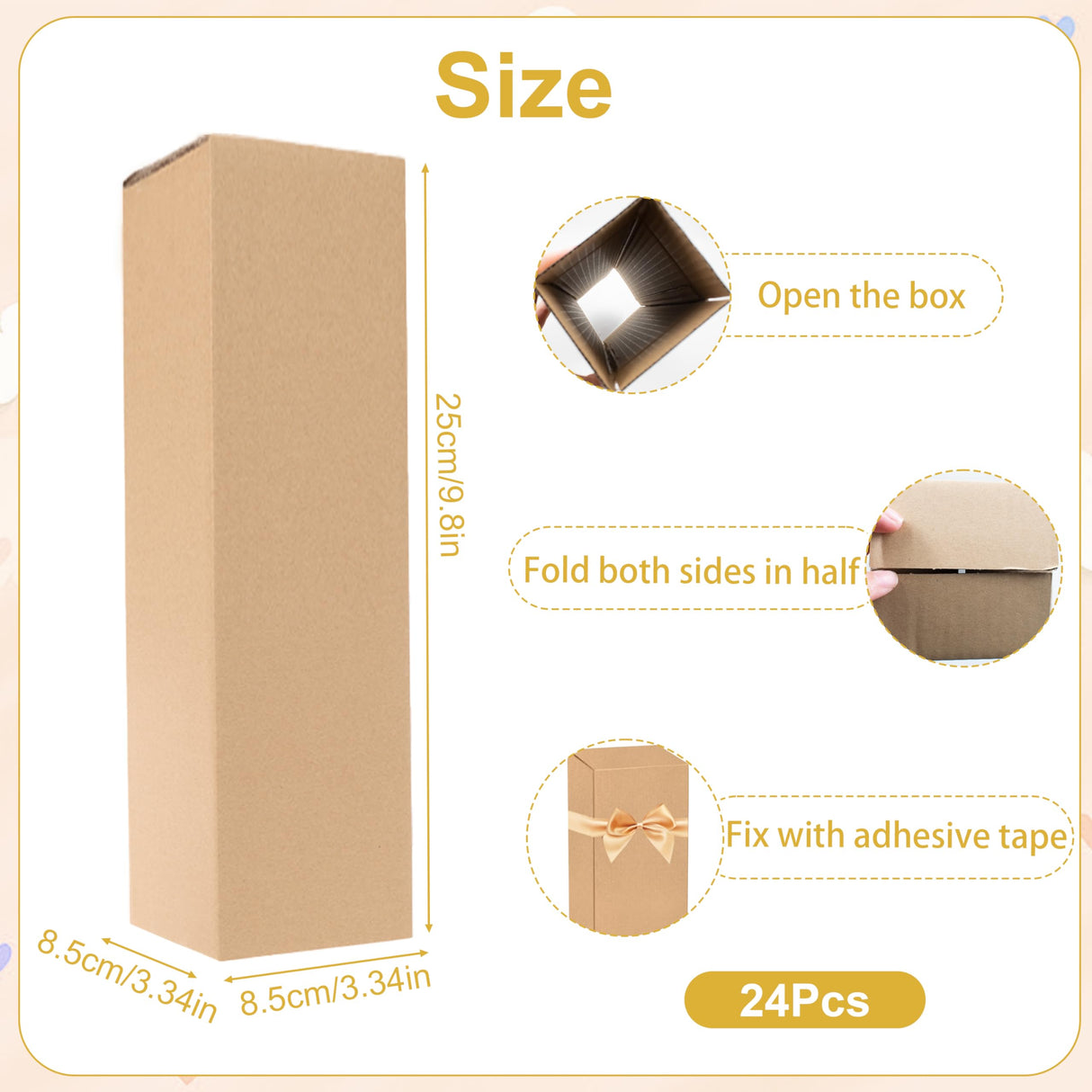 24 PCS Gift Boxes for Sublimation Tumbler 9.8 x 3.3 x 3.3 Inch Corrugated Cardboard Shipping Box for 12oz, 20oz, 30oz Heat Press Sublimation Blanks Skinny Cup for Shipping Gift Wrapping JINGHANGER