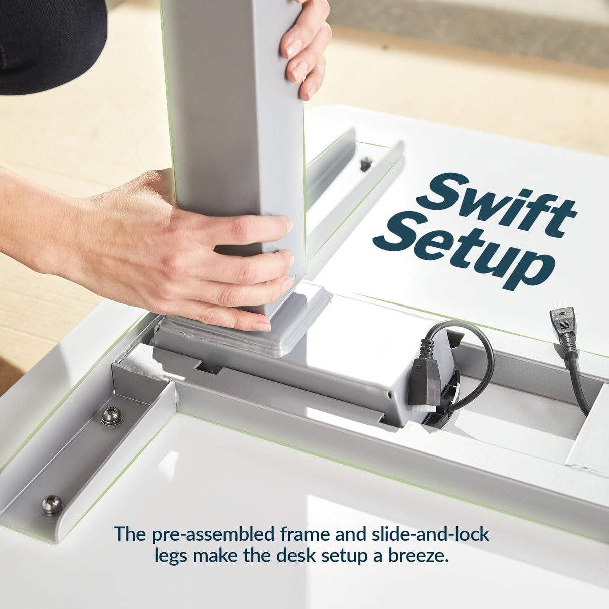 Vari ComfortEdge Electric Stand Up Desk - 60x30 White Electric Standing Desk, Sloped Ergonomic Front Edge- Perfect Work, Gaming, Writing- Stable Vari