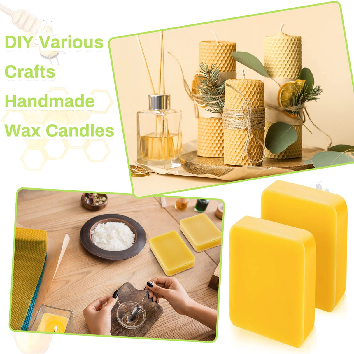 Treela 3 LB Yellow Beeswax Block Pure Natural Beeswax Cosmetic Grade Wax Block for Moisturizer Lotions Creams Lip Balms Soaps Candle Making Treela